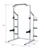 Cage Machine with Workout Bench and Weight Bar Home Gym Equipment- Gray & Black; XH