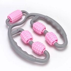 U Shape Trigger Point Massage Roller Full Body Massage Tool Arm Leg Neck Muscle Massager 4 Wheels Fitness Device For Sports (Option: Old pink)